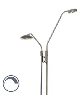 Moderná stojaca lampa z ocele s lampou na čítanie vrátane LED - Eva