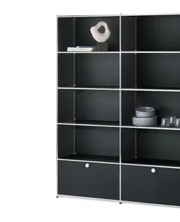 Regál »CN3« s 2 výklopnými dvierkami, čierny