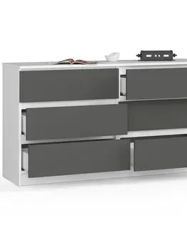 Komoda MELLOOW140, biely / šedý
