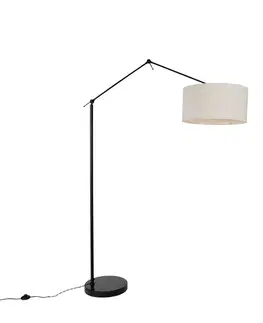 Stojaca lampa čierna so svetlosivým tienidlom 50 cm nastaviteľná - Editor