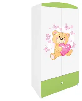 Skriňa Babydreams zelená – Medveď s motýľmi