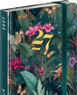 NOTIQUE Týždenný diár do kabelky Tropická džungľa 2027, 9,8 x 14,5 cm