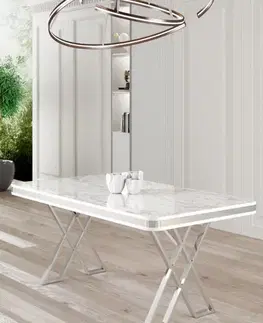 Jedálenský stôl Vals - White Marble, Chrome