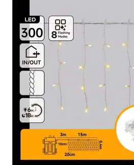  B.V.  - Vonkajšia vianočná LED reťaz 300xLED/8 funkcií 18x0,4m IP44 teplá biela B10303K3P