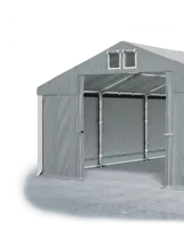 Skladový stan 5x10x2,5m strecha PVC 560g/m2 boky PVC 500g/m2 konštrukcie ZIMA PLUS Šedá Šedá Bílá
