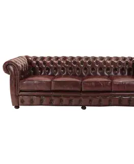 Pohovka štvormiestna Chesterfield Liverpool z pravej hovädzej kože New Red