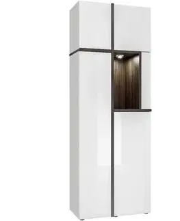 Vysoká vitrína Cross biela/perla Elm
