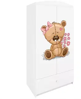 Skriňa Babydreams biela – Medveď s kvetmi