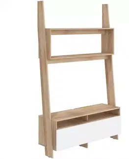 TV stolík Rack Sonoma/Biely Lesk