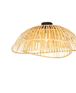 Orientálne stropné svietidlo čierne s prírodným bambusom 62 cm - Pua