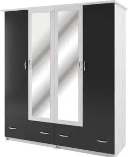 SONATE šatníková skriňa 4D, antracit/light artwood