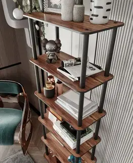 Knižnica Bookcase 6 Rect - Walnut