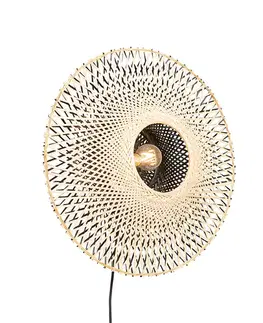 Orientálna nástenná lampa bambus 50 cm so zástrčkou - Rina