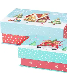 Set 2 vianočných krabíc Cookieman bodky