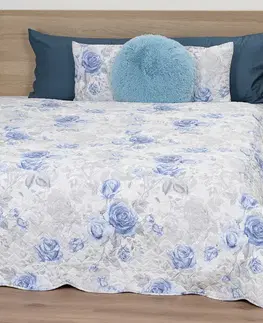 4Home Prehoz na posteľ Roses in blue, 220 x 240 cm + 2x 40 x 40 cm