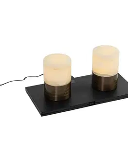 Sada 2 stolných lamp tmavobronzová RGBW nabíjateľná - Alessia