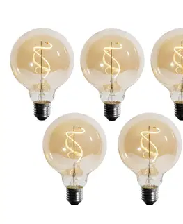 Sada 5 ks E27 Stmievateľná LED žiarovka so špirálovým vláknom G95 4W 270lm 2700K