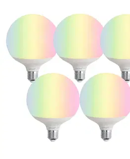 Sada 5 inteligentných LED žiaroviek E27 G120 matná RGBW 9W 806 lm 2700-6500K