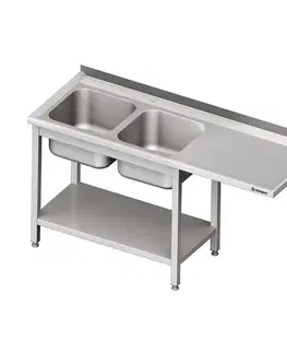 STALGAST Umývací stôl s priestorom pre podstolovú umývačku, dvojdrez – PRAVÝ 2000mm