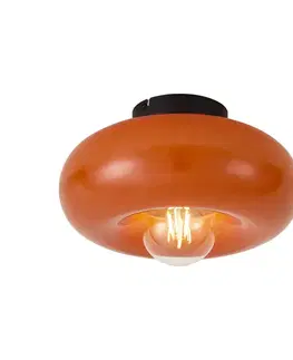 Retro čierne stropné svietidlo s oranžovým sklom 30 cm - Glaze