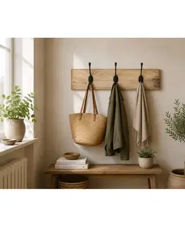 Vešiak Devi s 3 háčikmi 60x15x2,5 indický masív mango