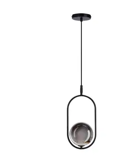 Elegantná závesná lampa CORDEL - čierna s grafitovým guľovým tienidlom - moderné osvetlenie do obývačky a kúpeľne 1x G9 LED