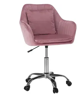 KONDELA Klian kancelárske kreslo ružová (Velvet) / chróm