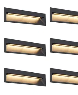 Sada 6 moderných zapustených nástenných svietidiel čierna 28 cm vrátane LED IP65 - Mert