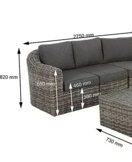 DEOKORK Ratanová modulová zostava BORNEO LUXURY pre 6 osôb (sivá)