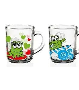 Kinekus Hrnček sklenený na čaj, 220 ml, mix ŽABKY, sada 3ks
