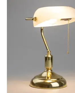 BRILAGI - Stolová lampa BANK OFFICE 1xE27/60W/230V zlatá/biela L352-BI/ZLA
