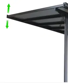 Pergola 618 x 305 cm (čierná+šedý polykarbonát)