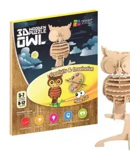 Drevené 3D puzzle Sova