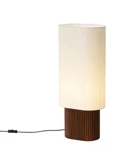 Japandi stojaca lampa orechové drevo s látkovým tienidlom 70cm - Lamel