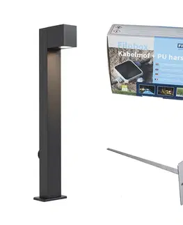 Vonkajšia lampa čierna so zemným hrotom a káblovou priechodkou 65 cm vrátane zásuvky IP44 - Baleno