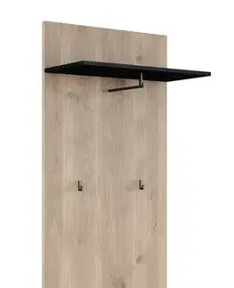 SAMBRE vešiakový panel, biely dub/čierna