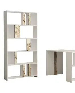 Písací stôl s knižnicou Lima - White Marble