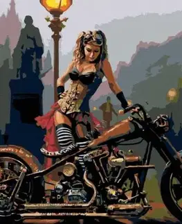 Maľovanie podľa čísel Dievča s motorkou 40x50cm Zuty - ZUTY