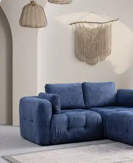 Rohová sedacia súprava / Rohová pohovka Amaris 2 Seater With Pouffe - Navy Blue