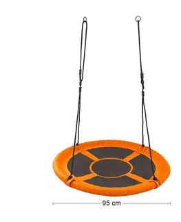NABBI Nest detská hojdačka 95 cm čierna / oranžová