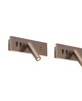 Sada 2 moderných nástenných svietidiel tmavý bronz nastaviteľné s USB-C vrátane LED - Modric