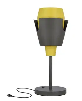Stolová lampa sivo-žltá s vypínačom Falun LEDEA