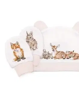 Kojenecká čiapočka a rukavičky "Little Forest" Wrendale Designs - lesné zvieratká