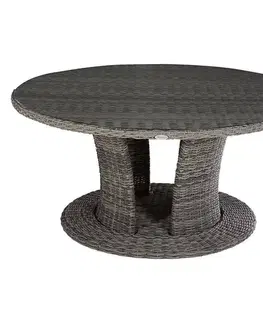 DEOKORK Ratanový stôl jedálenský BORNEO LUXURY priemer 160 cm (sivá)