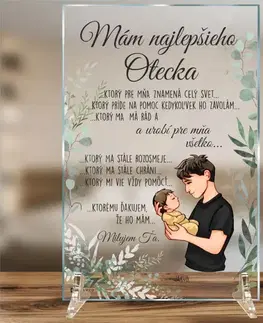 Darček pre OTECKA ku dňu otcov, rozmer 30x20cm, sklenená plaketa s venovaním