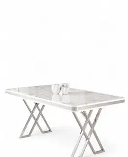 Jedálenský stôl Vals - White Marble, Chrome