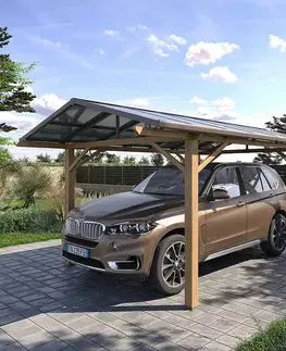 DEOKORK Kovový prístrešok na auto 5,2x3,2 m (efekt dreva)