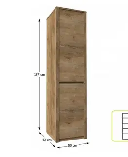 KONDELA Montana S1D policová skriňa dub lefkas tmavý