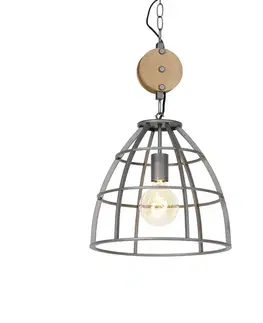 Inteligentné závesné svietidlo tmavosivé s drevom 34 cm vrátane Wifi G95 - Arthur