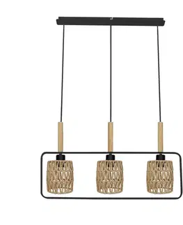 Závesná lampa Crown, čierna, 3x40W, E27, béžové tienidlo